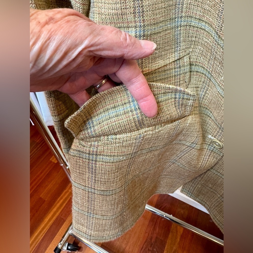 Faconnable Linen Long Checkered Jacket - image 6